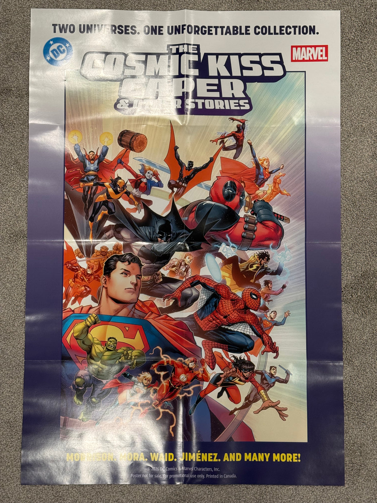DC/Marvel: The Cosmic Kiss Caper & Other Stories Store Promo Poster Folded BN