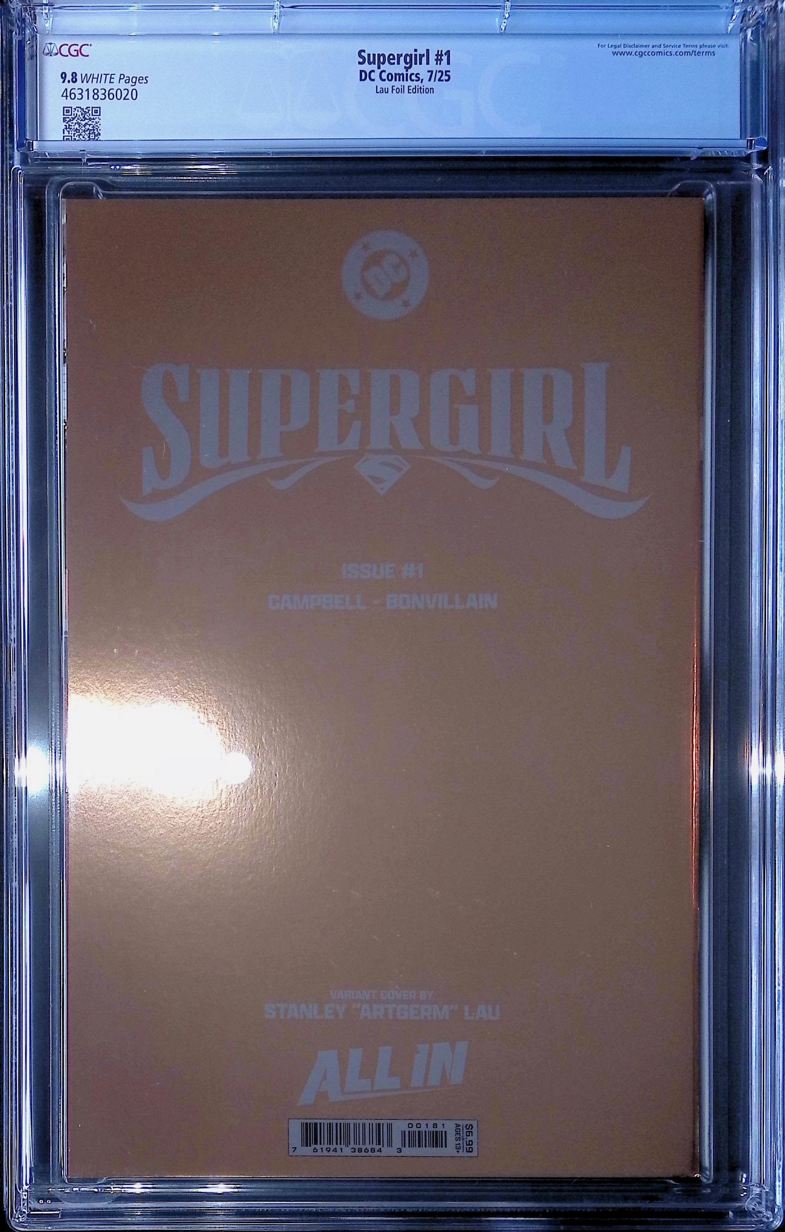 Supergirl #1 DC Comics Lau 7/25 Foil Edition CGC 9.8 4631836020