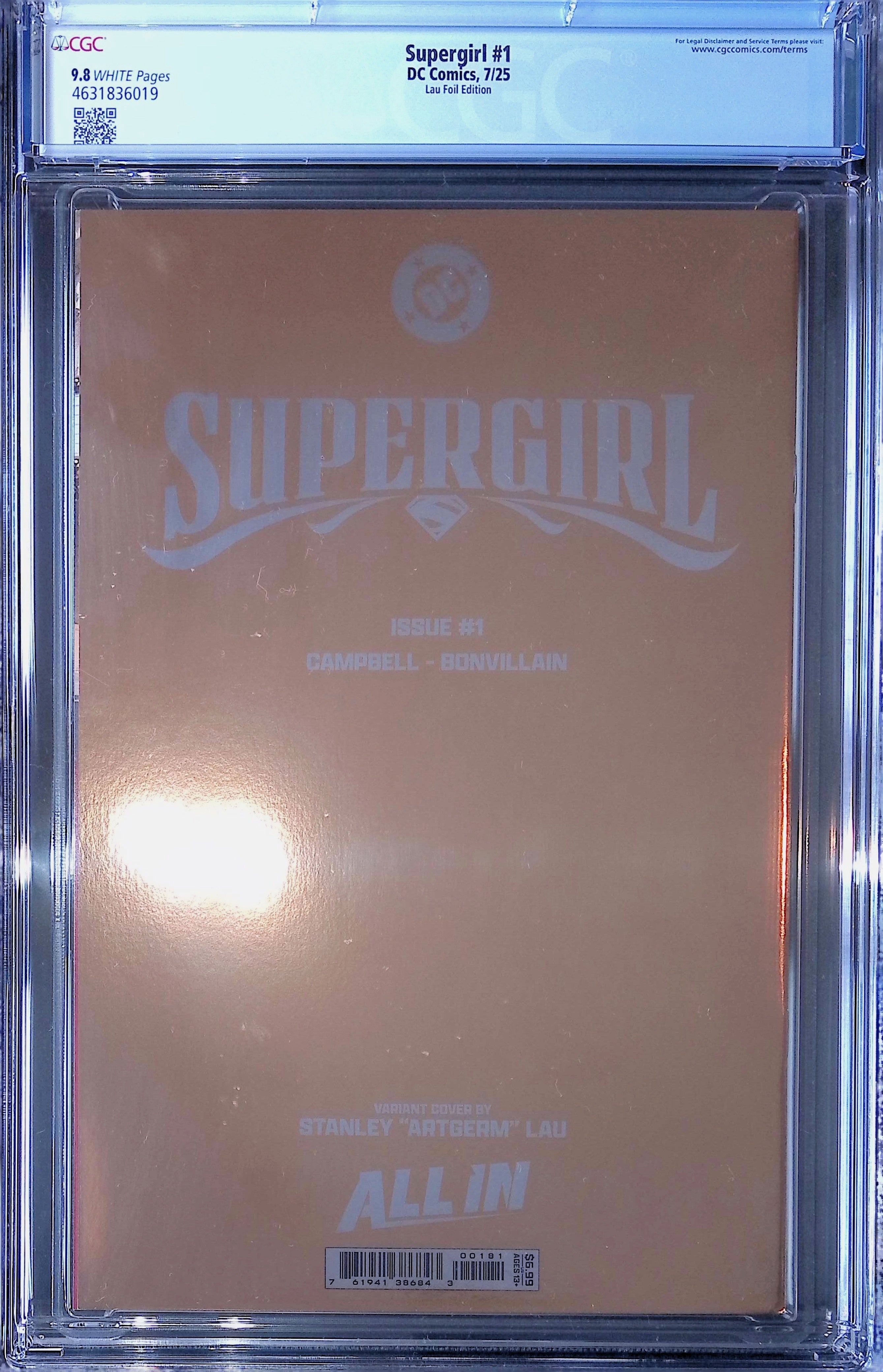 Supergirl #1 DC Comics 7/25 Lau Foil Edition CGC 9.8 4631836019