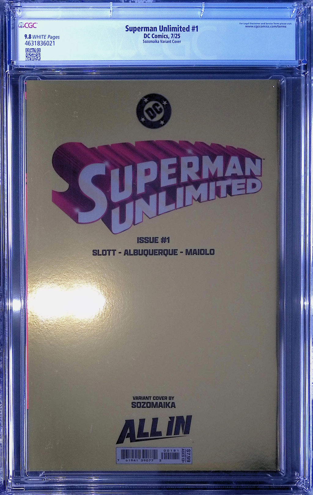 Superman Unlimited #1 DC Comics 7/25 Sozomaika Foil Variant Cover CGC 9.8 4631836021