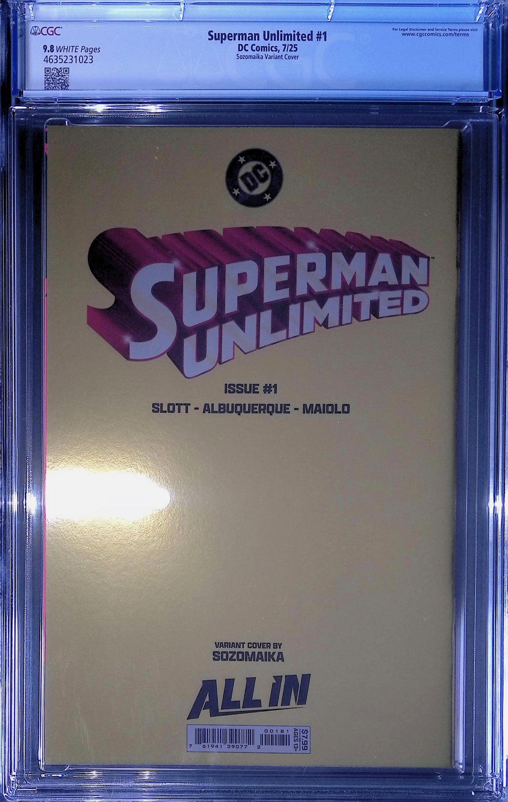Superman Unlimited #1 DC Comics 7/25 Sozomaika Foil Variant Cover CGC 9.8 4635231023